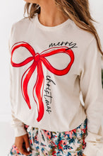Load image into Gallery viewer, RED BOW (CREAM SHIRT) | Adult Long Sleeve Tee