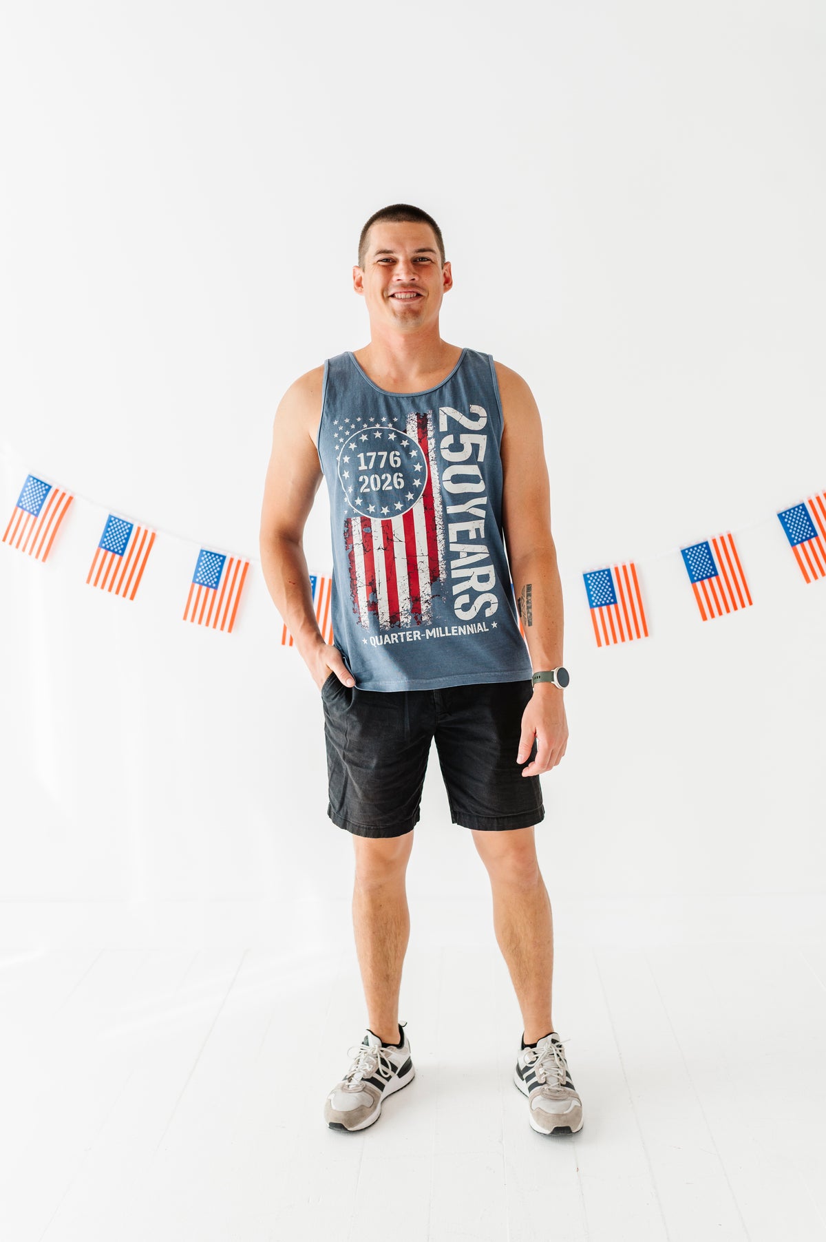 250 Year Flag | ADULT TANK (navy)