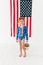 Load image into Gallery viewer, Navy Stars + Stripes | ONE-PIECE RASHGUARD