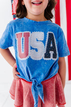 Load image into Gallery viewer, BLUE Patchwork USA | Tie Front Tee