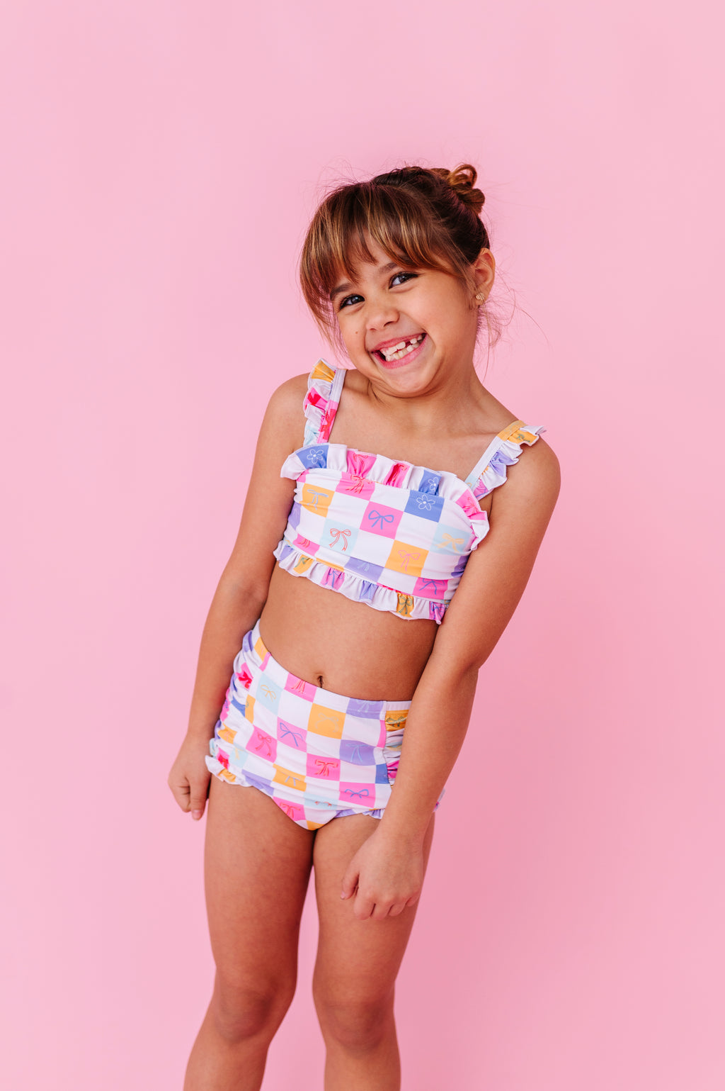 Confetti Check Bows | BANDEAU RUFFLE 2-PIECE