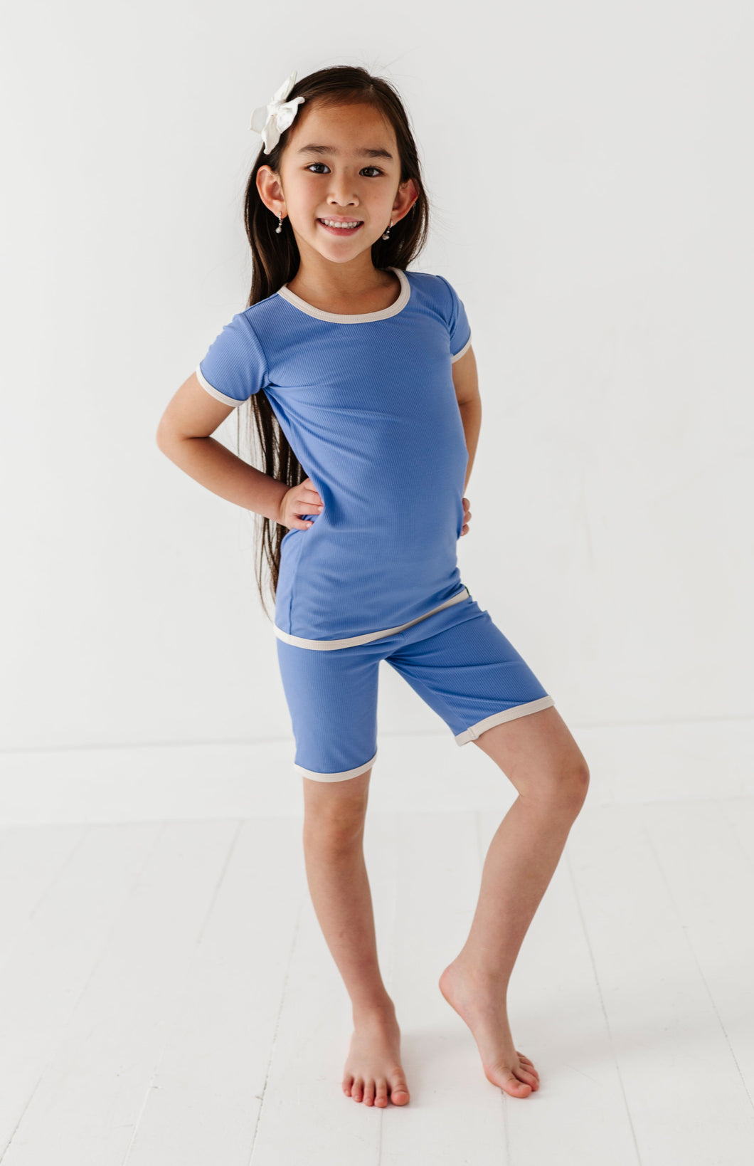 PERIWINKLE | Tee + Biker Shorts RIB SET