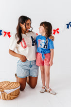 Load image into Gallery viewer, BLUE Patchwork USA | Tie Front Tee