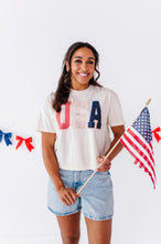 Load image into Gallery viewer, Patchwork USA | ADULT tees (*CROP + FULL LENGTH HERE)