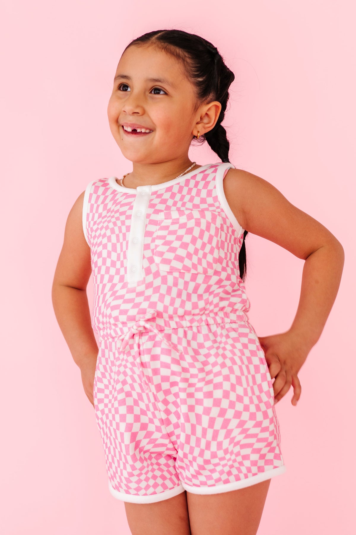 Bubblegum Wave Check | TERRY TANK ROMPER