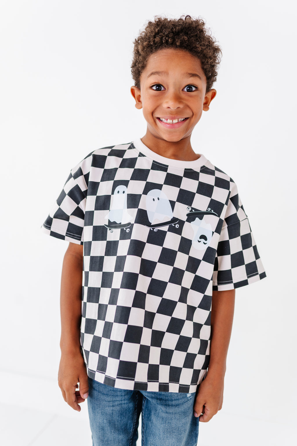 Skateboard Ghost | Checkered Boxy Tee