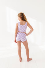 Load image into Gallery viewer, Violet Check: Boy Shorts TWO-PIECE