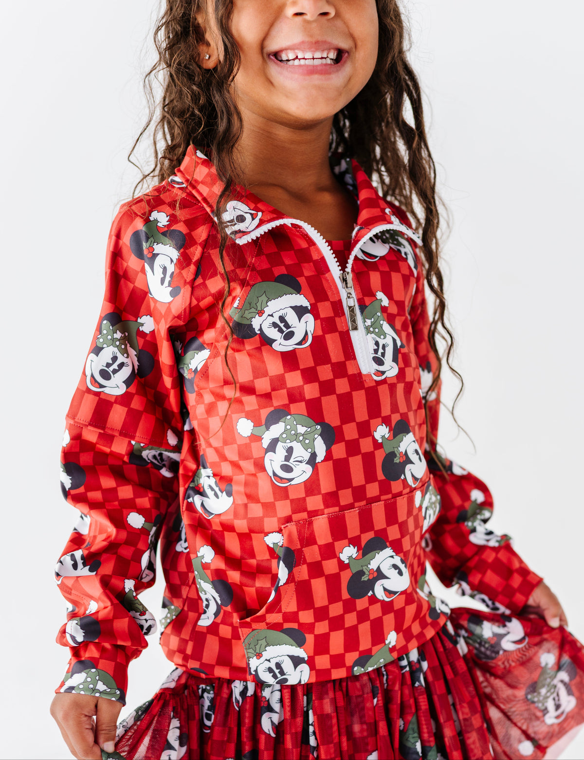 Minnie's Holly Check | KIDS 1/4th ZIP
