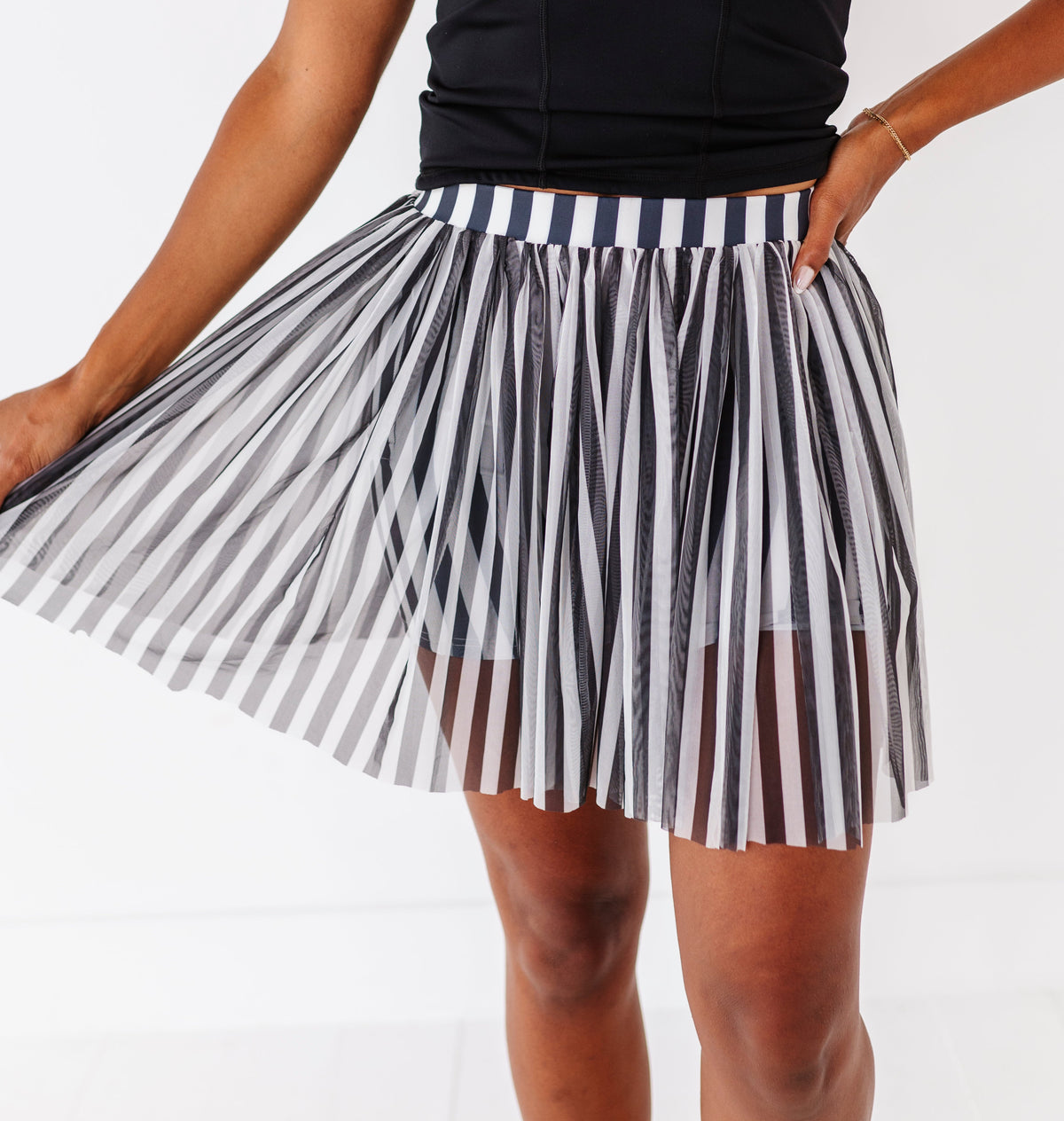 Midnight Stripes | MESH SKORT