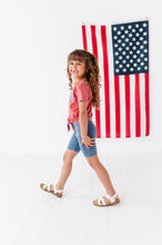 Load image into Gallery viewer, RED ‘USA’ Check | Girls Tie-Front Shirt
