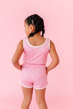 Bubblegum Wave Check | TERRY TANK ROMPER