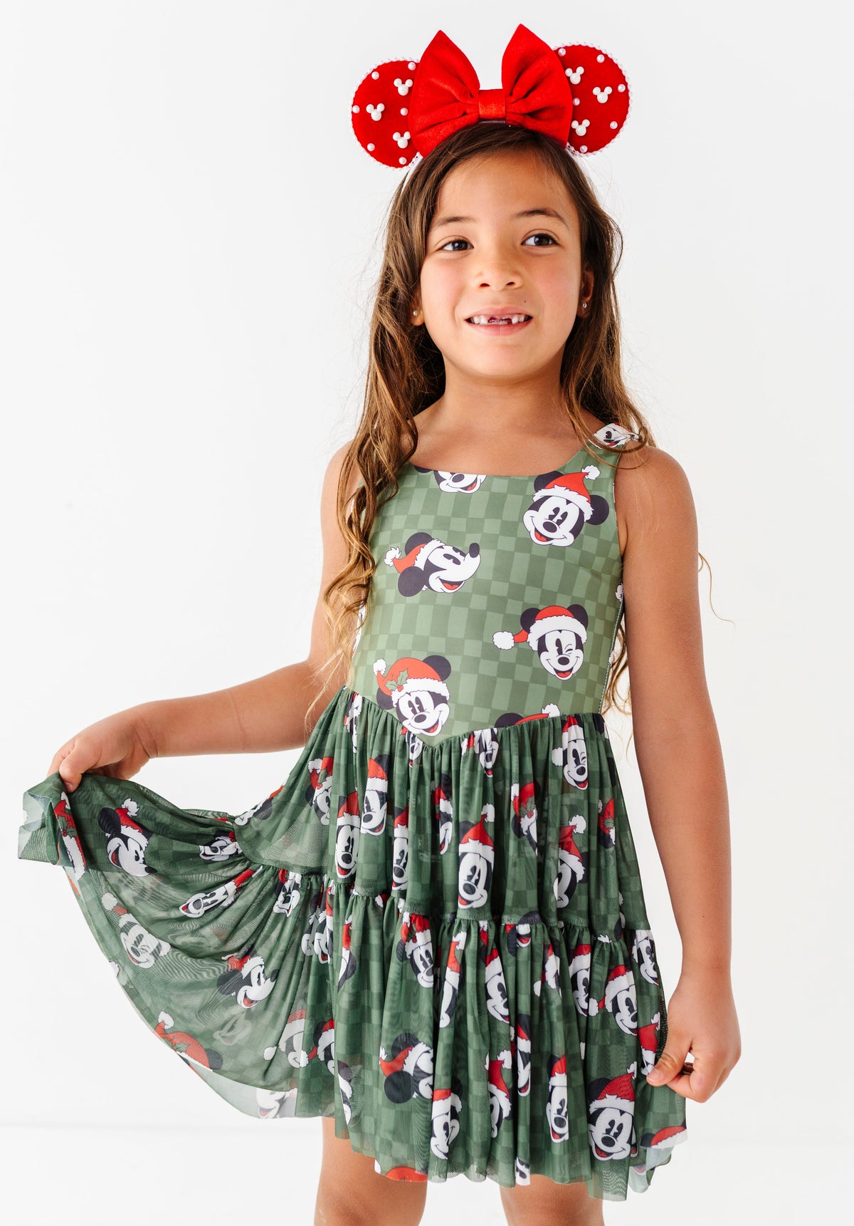 Mickey's Evergreen Check | KIDS Mesh Dress