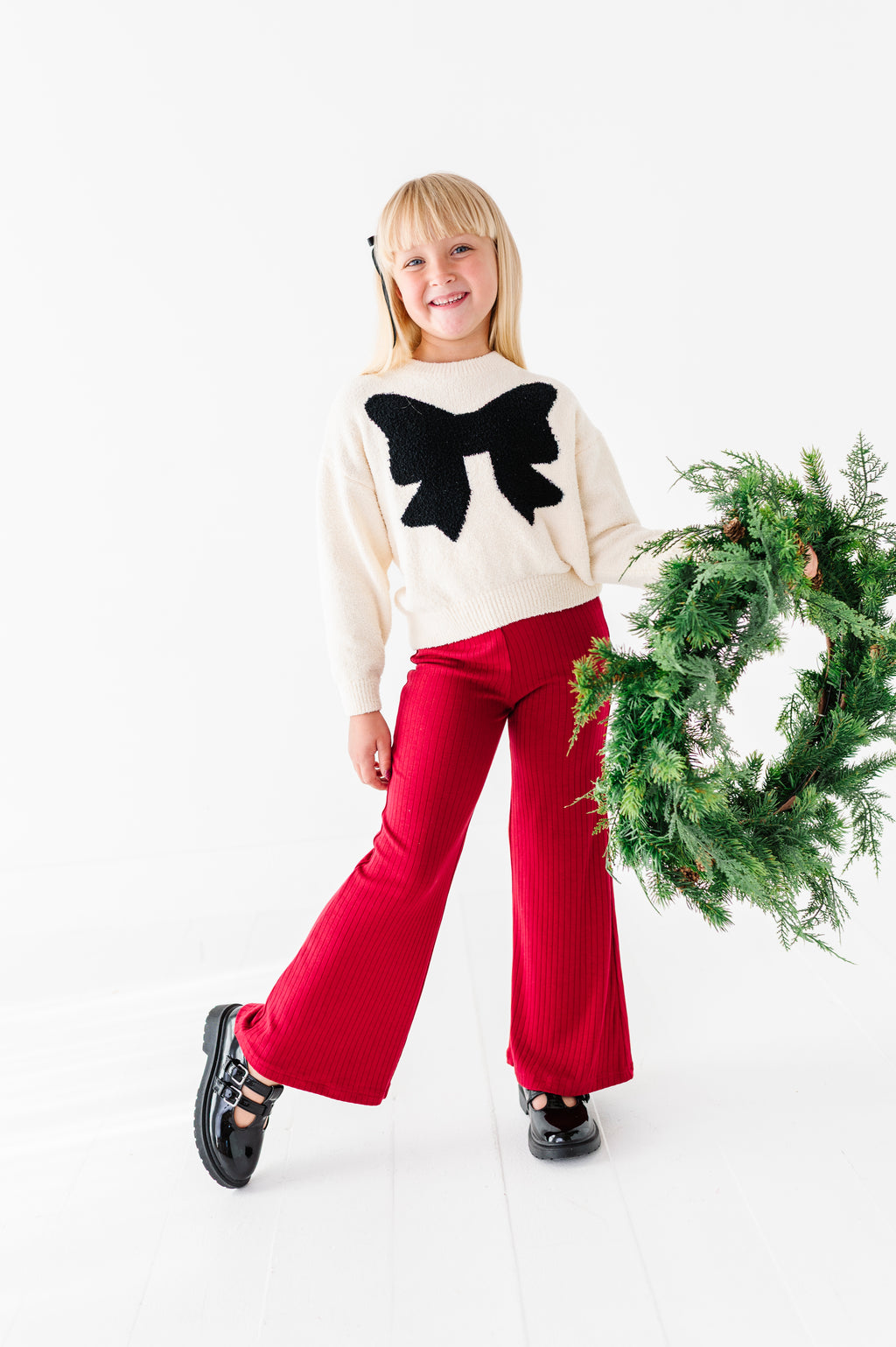 Holly Berry | Rib Wide Leg Pants