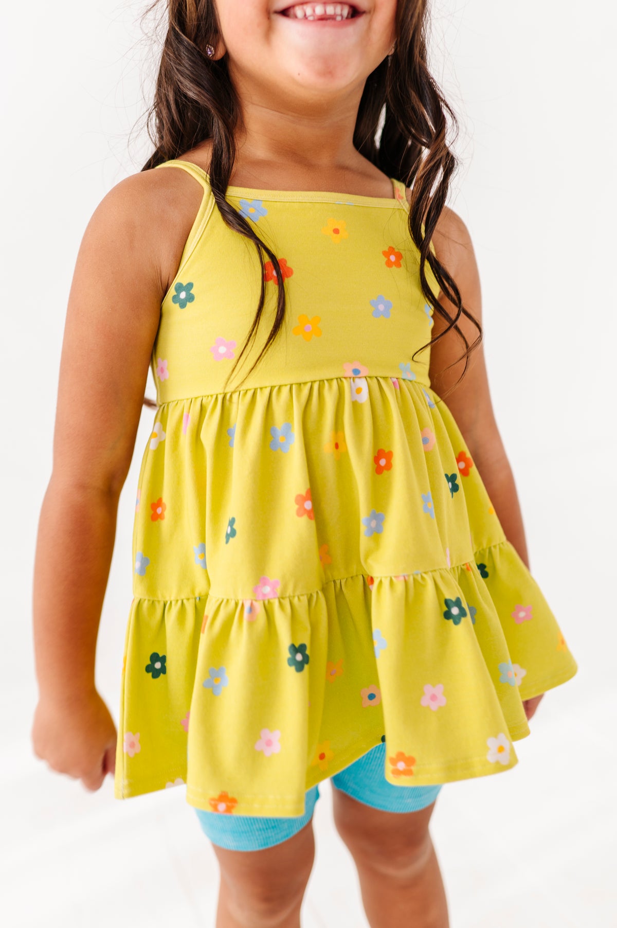 Lemon-Lime Floral | Strappy Tank Peplum