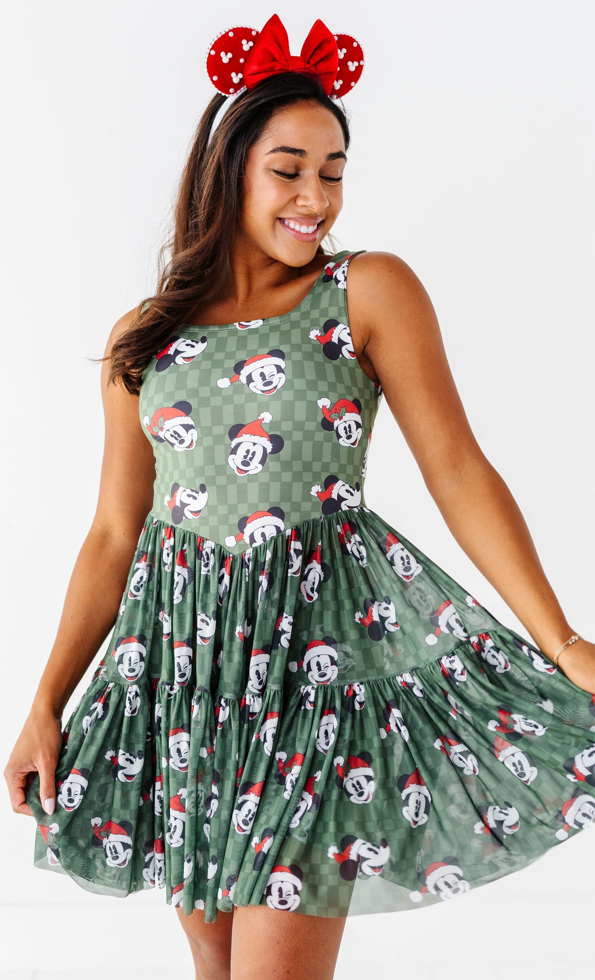 Mickey's Evergreen Check | ADULT Mesh Dress