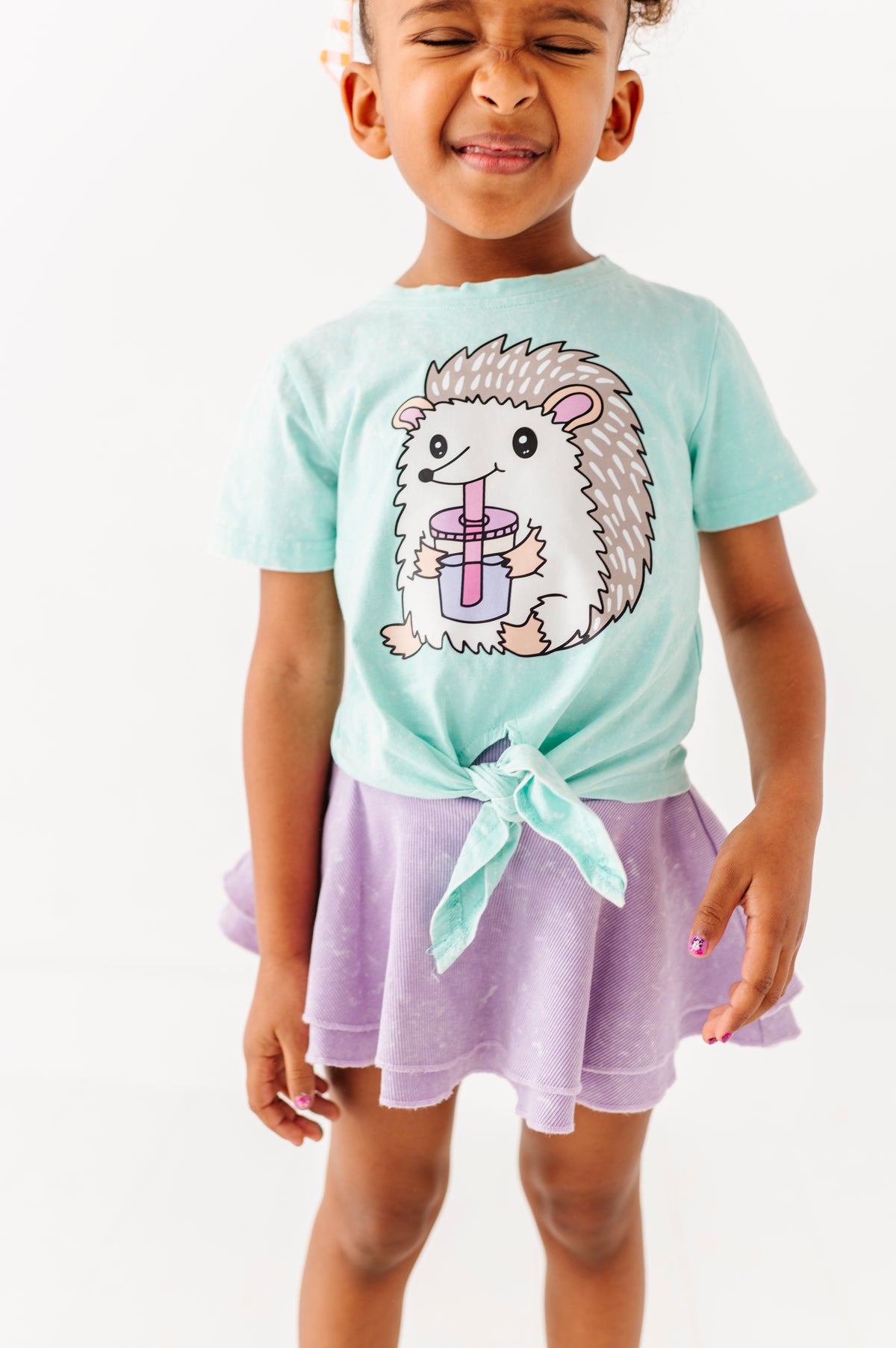 Hedgehog | Mint Vintage Front-Tie Tee