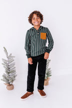 Yuletide Green Stripe | Hoodie Henley
