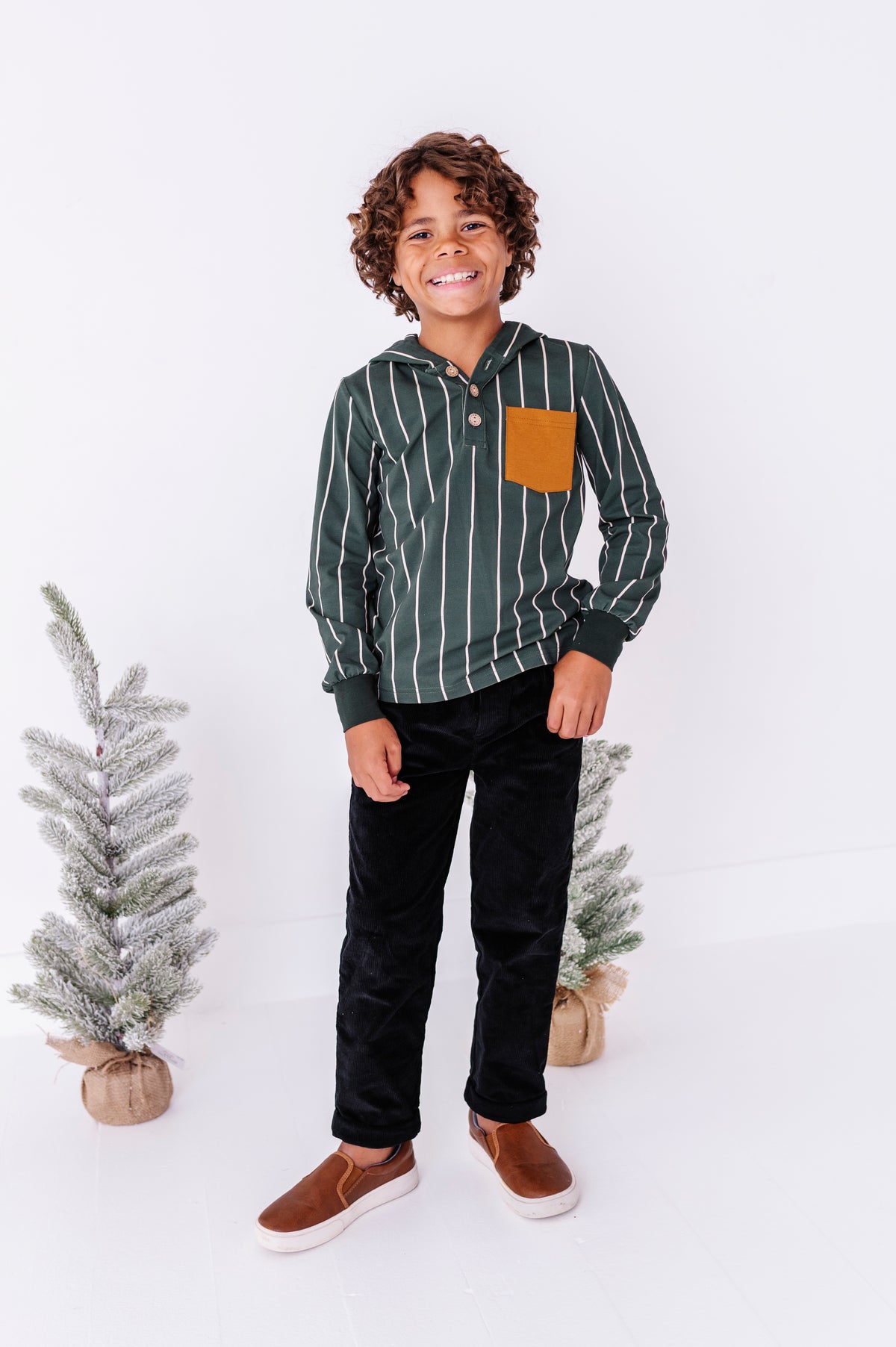 Yuletide Green Stripe | Hoodie Henley