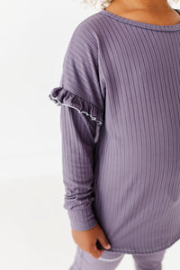 PLUM RIB | Crewneck (with ruffle)