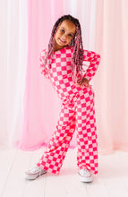 Load image into Gallery viewer, Hot Pink Check | Wide Leg Ribbed SET