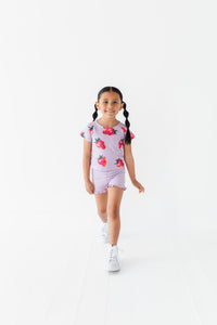 Very Violet | Ribbed Ruffle Yoga Shorts