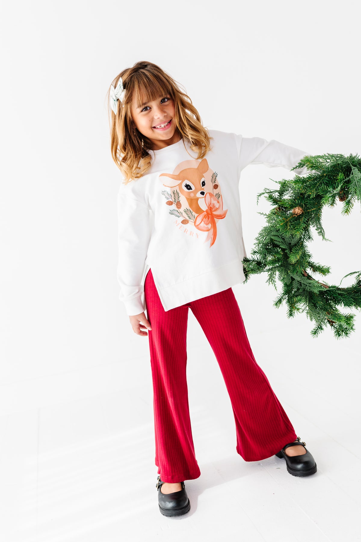 Holly Berry | Rib Wide Leg Pants