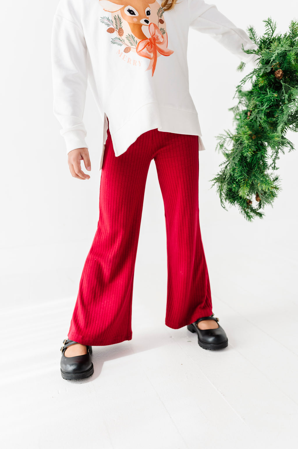 Holly Berry | Rib Wide Leg Pants