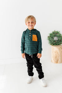 Pine Plaid | HOODED HENLEY
