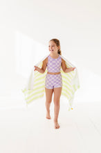 Load image into Gallery viewer, Violet Check: Boy Shorts TWO-PIECE