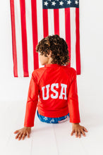 Load image into Gallery viewer, Red Zip ‘USA’ Rashguard | *SHIRT ONLY*
