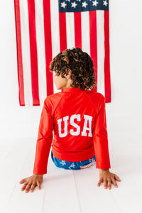 Red Zip ‘USA’ Rashguard | *SHIRT ONLY*