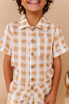 Honey Gingham | BOYS LINEN SET