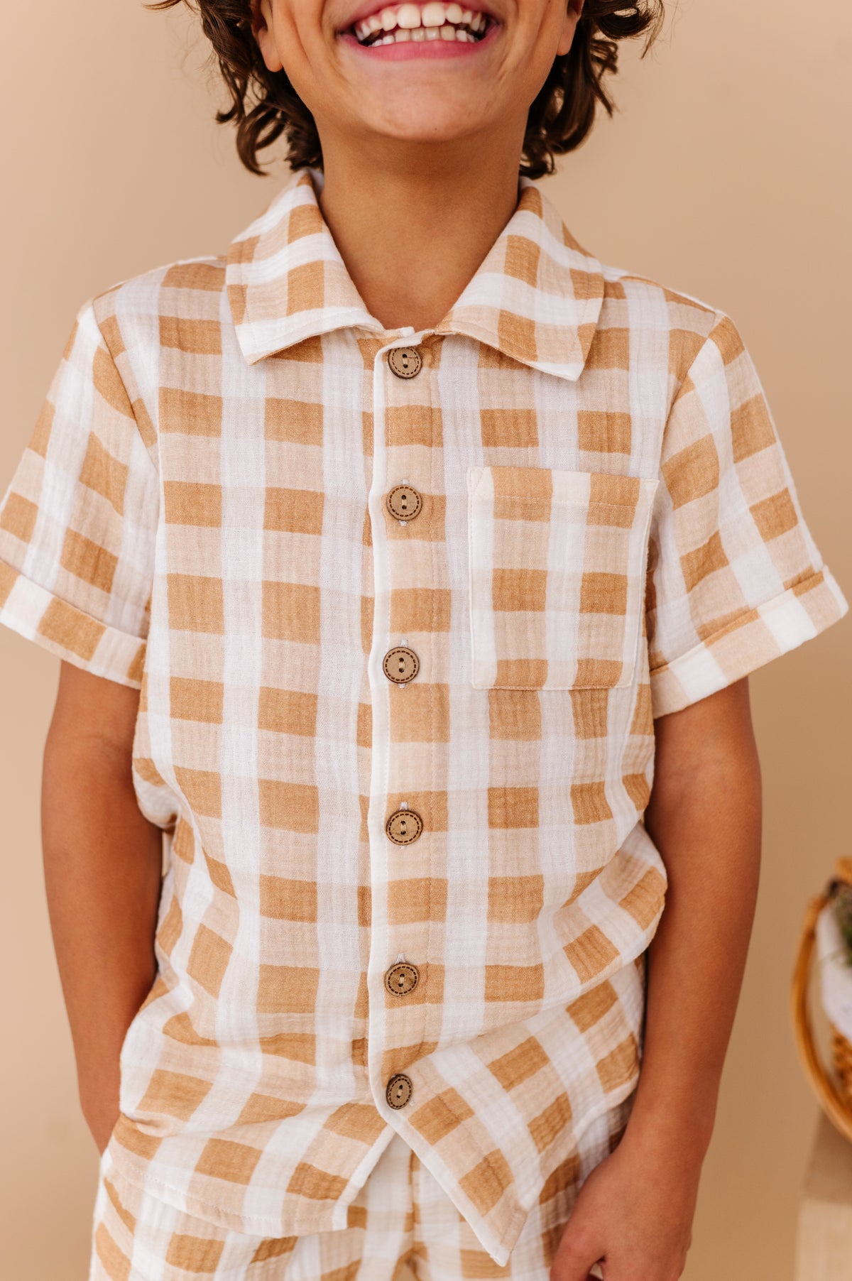 Honey Gingham | BOYS LINEN SET