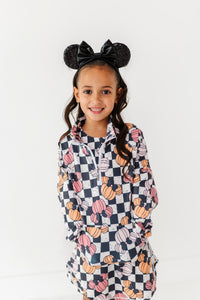 Checkered Minnie Pumpkins | KIDS 1/4th Zip Up
