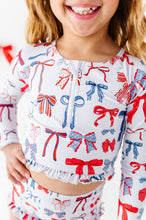 Load image into Gallery viewer, American Girl Bows | 1/4th Zip Rashguard 2-Piece