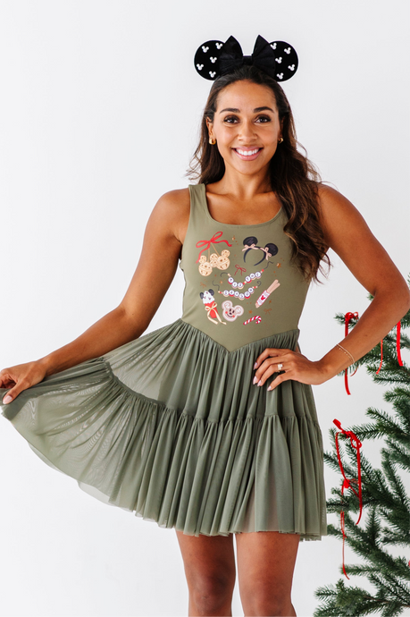 Holiday Snacks | (ADULT) Mesh GREEN DRESS
