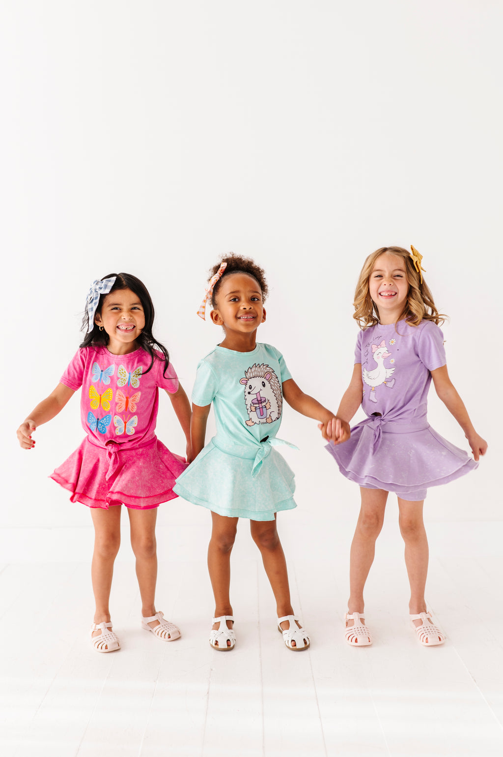Butterflies | Pink Vintage Front-Tie Tee