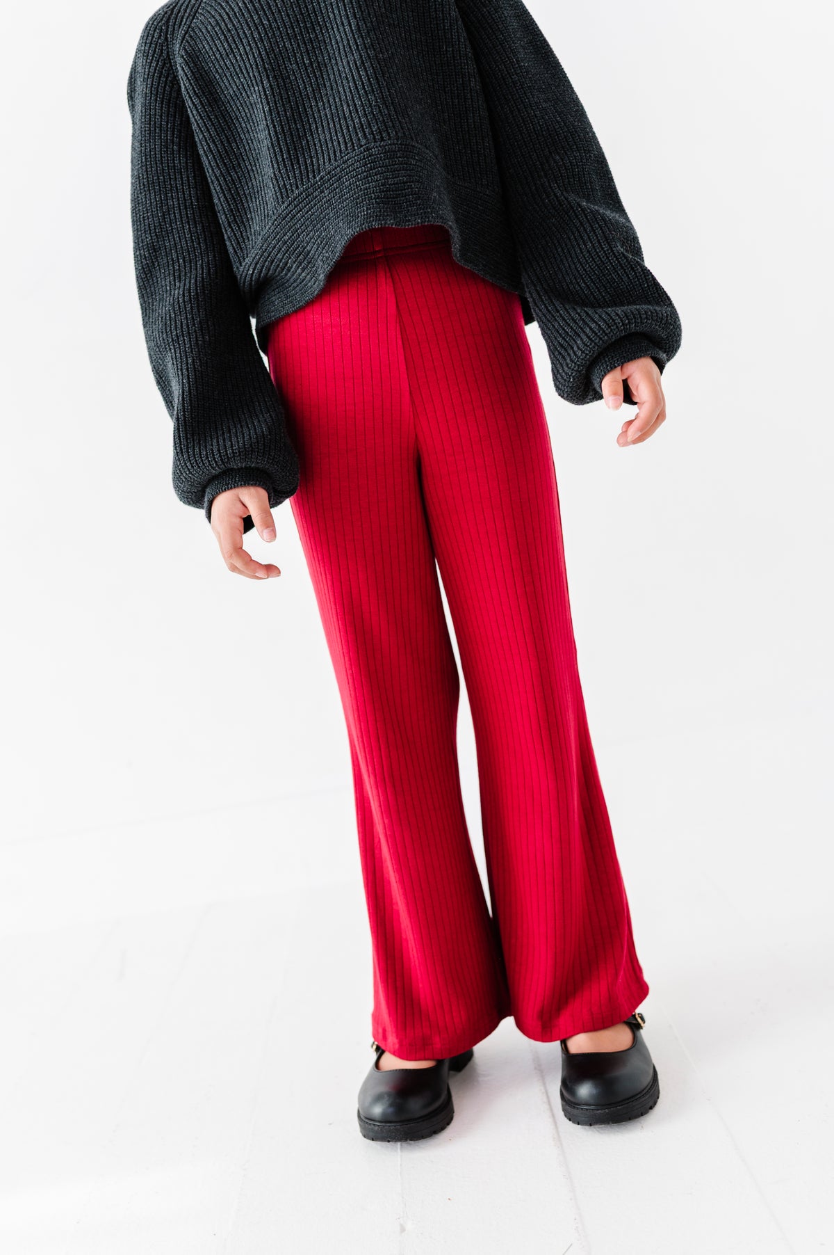 Holly Berry | Rib Wide Leg Pants