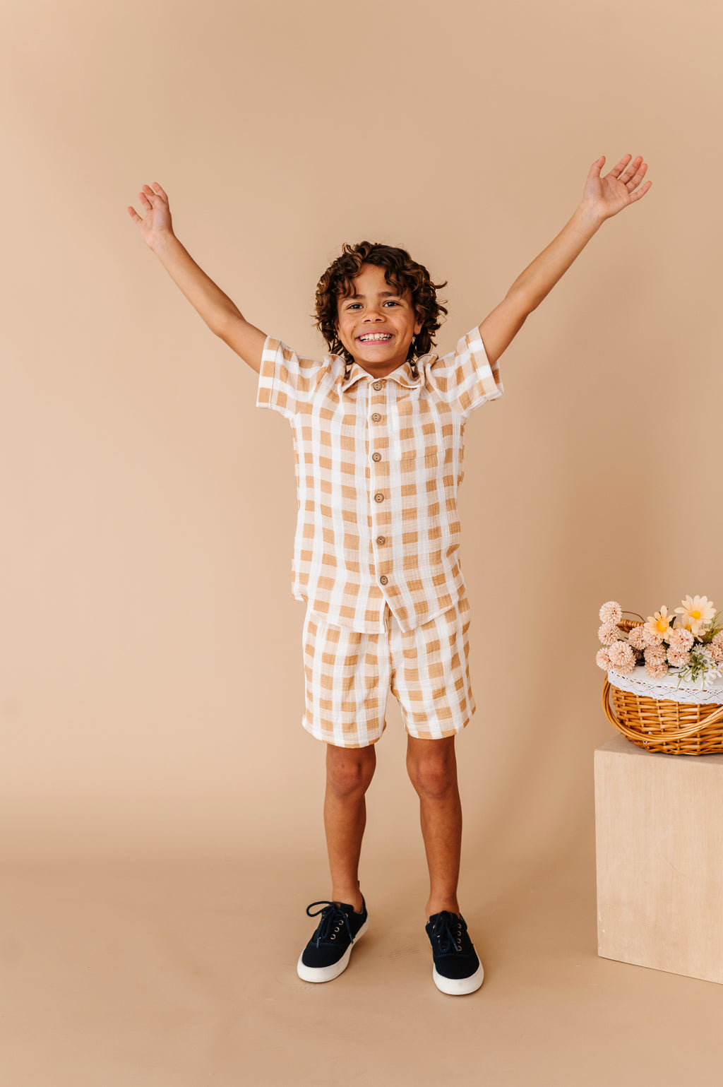 Honey Gingham | BOYS LINEN SET