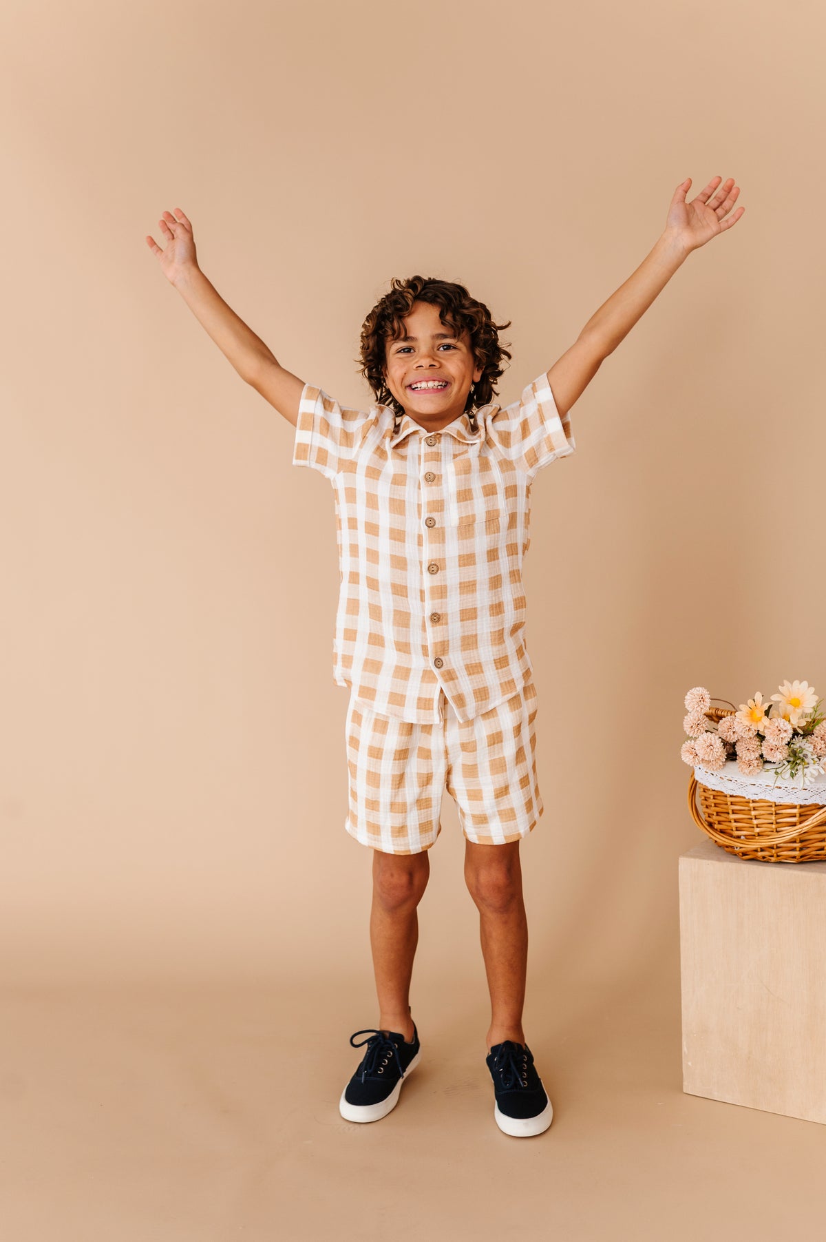 Honey Gingham | BOYS LINEN SET