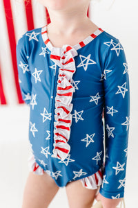 Navy Stars + Stripes | ONE-PIECE RASHGUARD