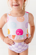 Load image into Gallery viewer, Smilies + Check: Ruffle TWO-PIECE Tankini