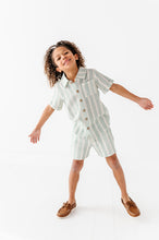 Load image into Gallery viewer, Mint Bay Stripes | BOYS LINEN SET
