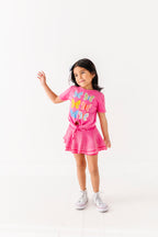 Butterflies | Pink Vintage Front-Tie Tee
