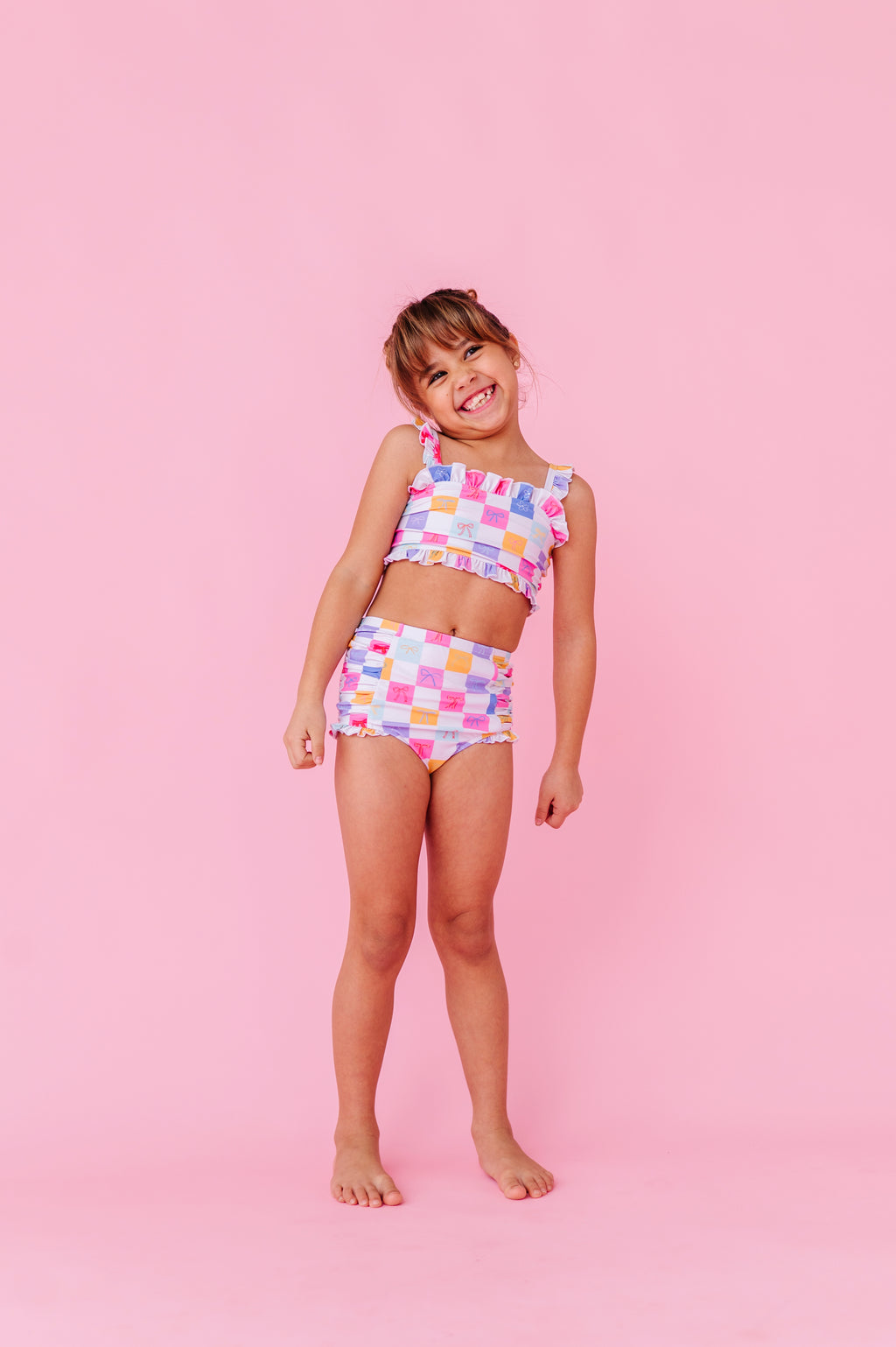 Confetti Check Bows | BANDEAU RUFFLE 2-PIECE