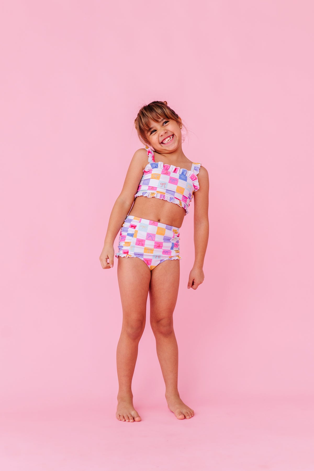 Confetti Check Bows | BANDEAU RUFFLE 2-PIECE