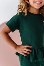 Hunter Green | Waffle Ruffle Set