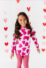 Load image into Gallery viewer, HOT PINK HEARTS | Ruffle Crew Neck