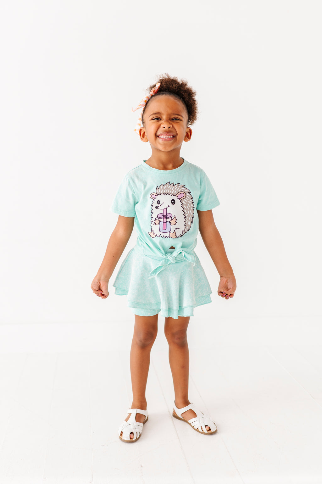 Hedgehog | Mint Vintage Front-Tie Tee