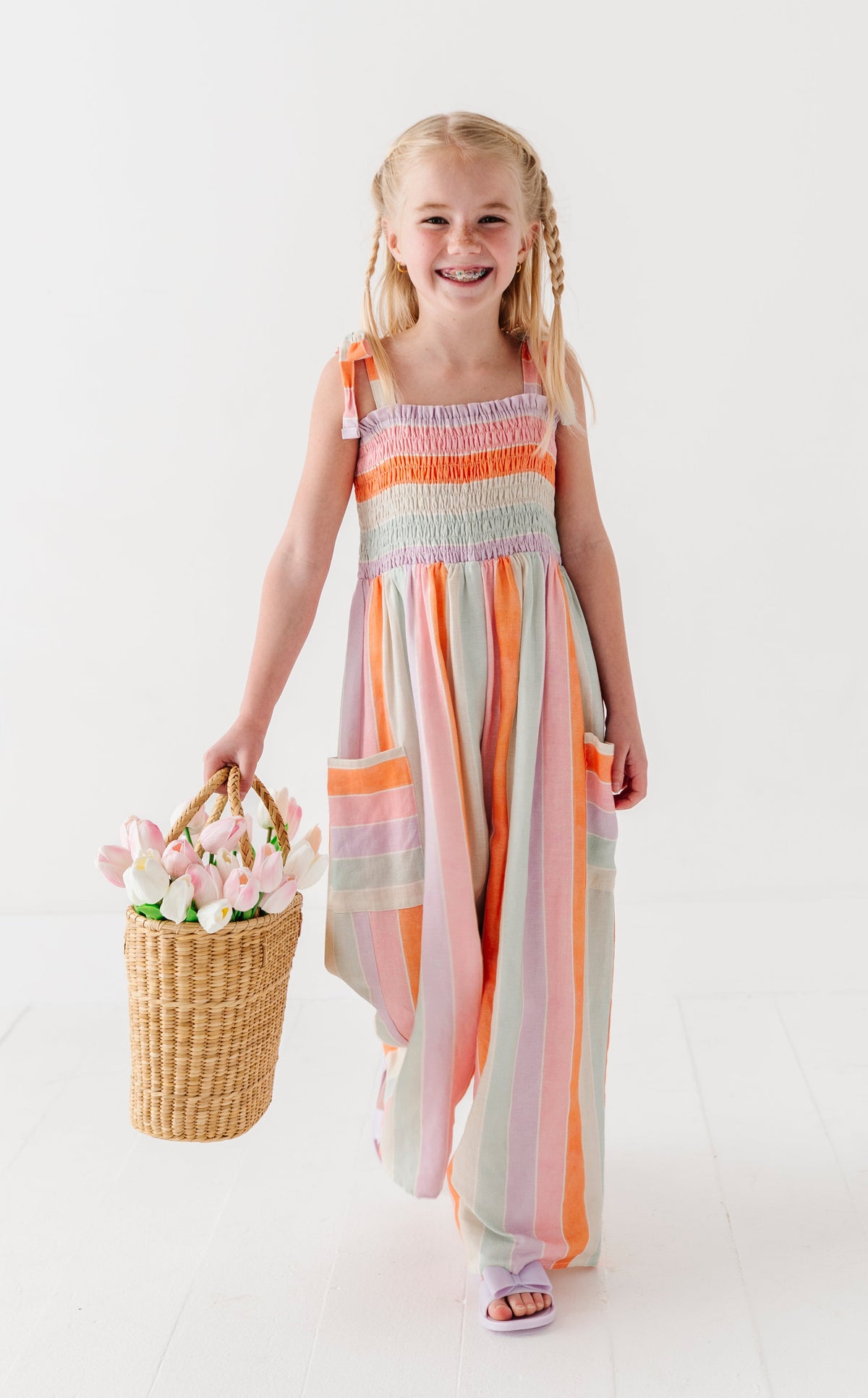 Sorbet Stripe | LINEN ROMPER